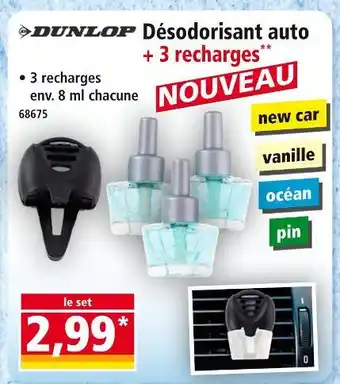 Norma Dunlop Désodorisant auto + 3 recharges offre