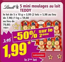 Norma LINDT 5 mini moulages au lait TEDDY offre