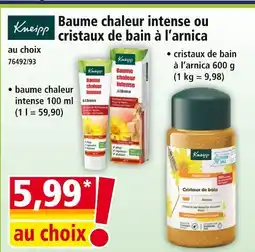 Norma Kneipp Baume chaleur intense à l'arnica offre