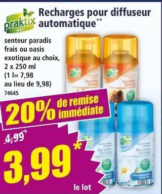 Norma PRATIX Recharges pour diffuseur automatique offre