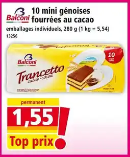 Norma BALCONI 10 mini génoises fourrées au cacao offre