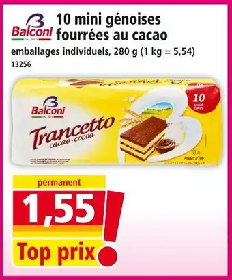 Norma BALCONI 10 mini génoises fourrées au cacao offre
