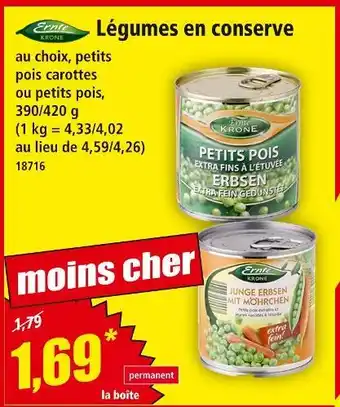Norma Ernte Krone Petits pois carottes offre
