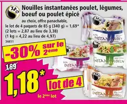 Norma TAO Nouilles instantanées poulet, légumes, boeuf ou poulet épicé offre