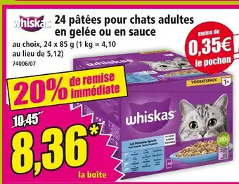 Norma Whiskas 24 pâtées pour chats adultes en gelée offre
