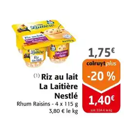 Colruyt La Laitière Riz au lait Rhum Raisins offre