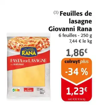 Colruyt Giovanni Rana Feuilles de lasagne offre