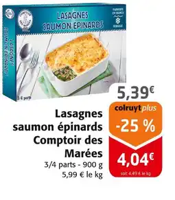 Colruyt COMPTOIR DES MARÉES Lasagnes saumon épinards offre