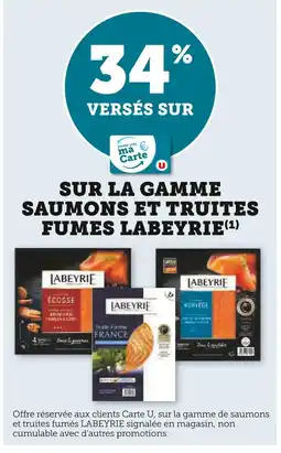 Super U Labeyrie 34% versés sur ma Carte U sur la gamme saumons et truites fumés Labeyrie offre