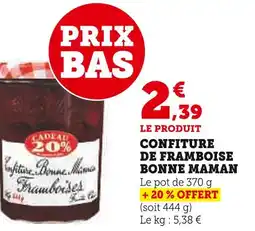 Super U BONNE MAMAN Confiture de Framboise offre