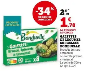 Super U Bonduelle Galettes de légumes surgelées offre