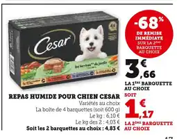 Super U Cesar Repas humide pour chien offre