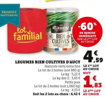 Super U D'AUCY Légumes Bien Cultivés Haricots verts extra fins offre