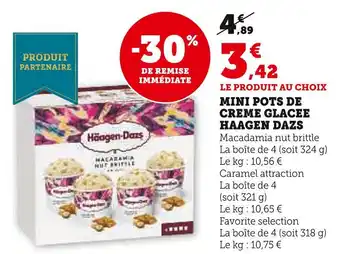 Super U HAAGEN DAZS Mini pots de crème glacée offre