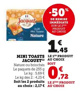 Super U JACQUET Mini Toasts Nature offre