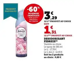 Super U FEBREZE Désodorisant offre