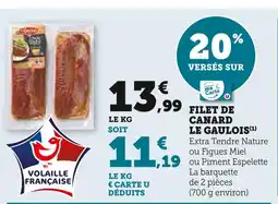 Super U Le Gaulois Filet de Canard offre