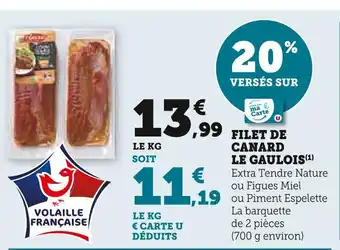 Super U Le Gaulois Filet de Canard offre