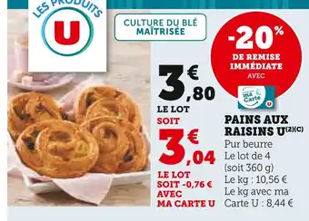 Super U U Pains aux raisins offre