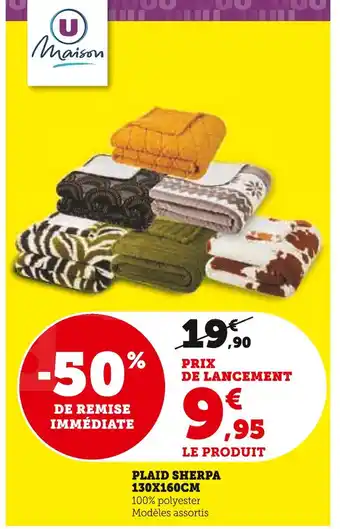 Super U U MAISON Plaid Sherpa offre