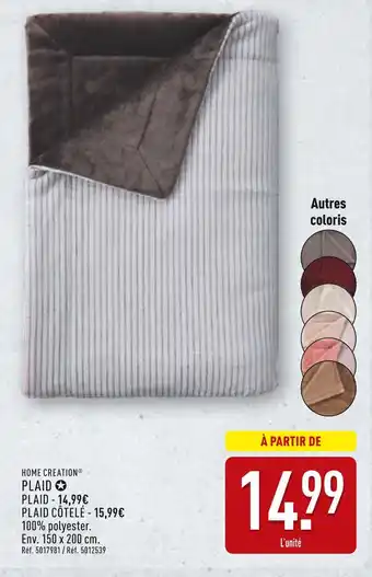 ALDI HOME CREATION PLAID offre