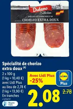 Lidl DULANO Spécialité espagnole de chorizo extra doux offre