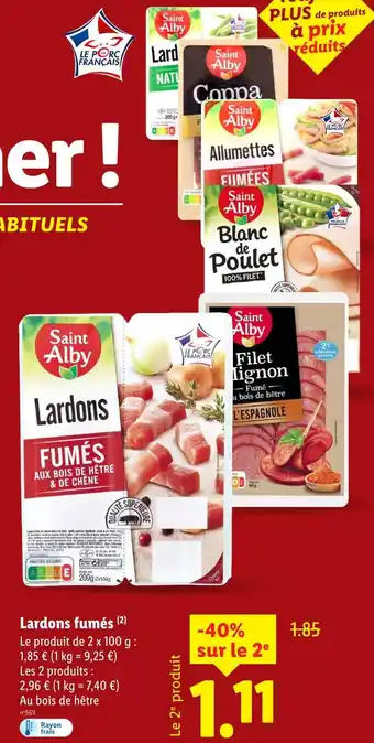 Lidl Saint Alby Lardons fumés offre