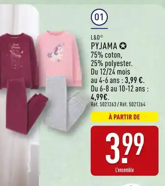 ALDI L&D Pyjama offre