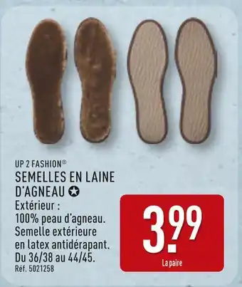ALDI UP 2 FASHION Semelles en laine d'agneau offre