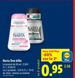 Lidl Narta Deo bille offre