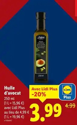 Lidl Deluxe Huile d'avocat offre