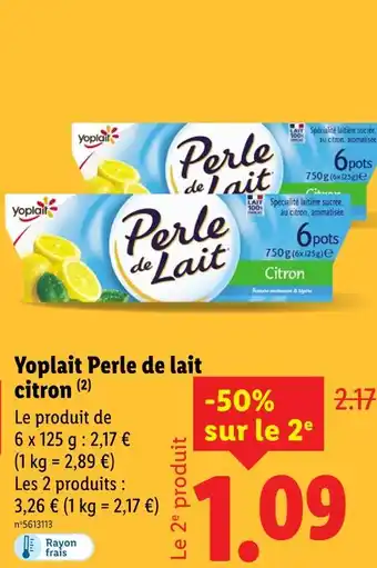 Lidl Yoplait Perle de Lait citron offre