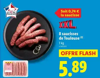 Lidl 8 saucisses de Toulouse offre