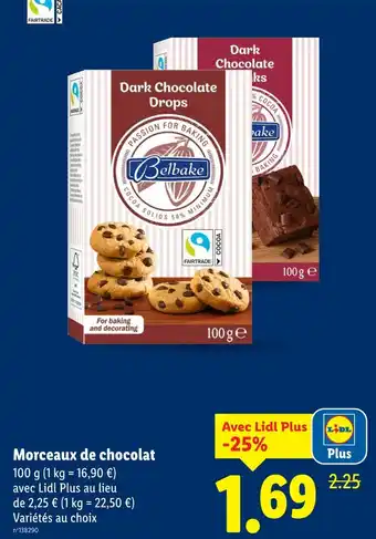 Lidl BELBAKE Morceaux de chocolat offre
