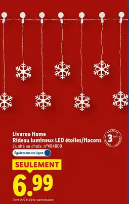 Lidl Livarno Home Rideau lumineux LED étoiles/flocons offre