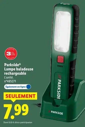 Lidl Parkside Lampe baladeuse rechargeable offre