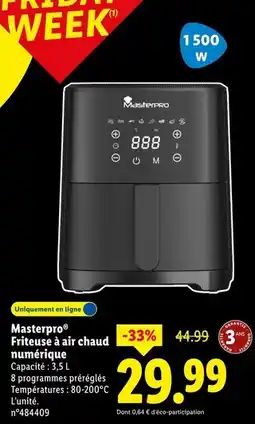 Lidl Masterpro Friteuse à air chaud numérique offre