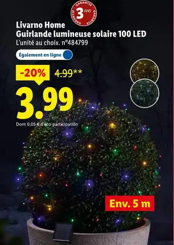 Lidl LIVARNO HOME Guirlande lumineuse solaire 100 LED offre