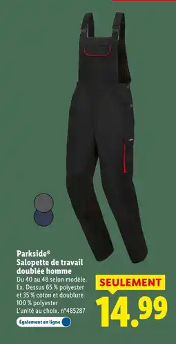 Lidl PARKSIDE Salopette de travail doublée homme offre