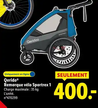 Lidl Qerido Remorque vélo Sportrex 1 offre