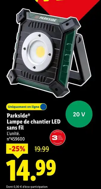 Lidl Parkside Lampe de chantier LED sans fil offre