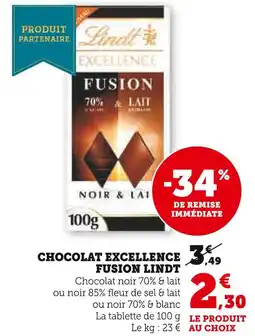 U Express Lindt Excellence Fusion Noir & Lait offre