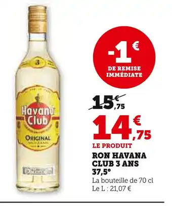 U Express Havana Club Ron Havana Club 3 Ans 37,5° offre