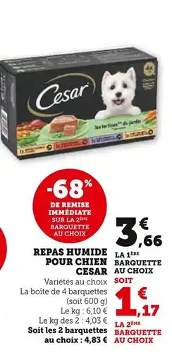 U Express CESAR Repas humide pour chien offre