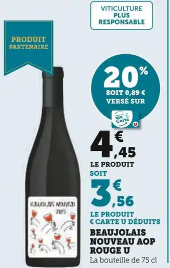 U Express U Beaujolais Nouveau AOP Rouge offre