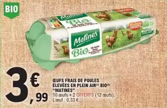 E.Leclerc Express Ceufs frais de poules élevées en plein air bio matines offre