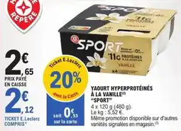 E.Leclerc Express Yaourt hyperprotéinés à la vanille sport offre