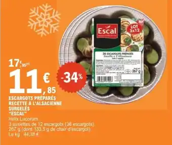 E.Leclerc Express Escargots préparés recette à l'alsacienne surgelés escal offre