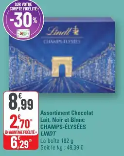 G20 Assortiment chocolat lait noir et blanc champs-élysées lindt offre