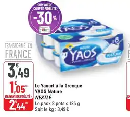 G20 Le yaourt à la grecque yaos nature nestle offre